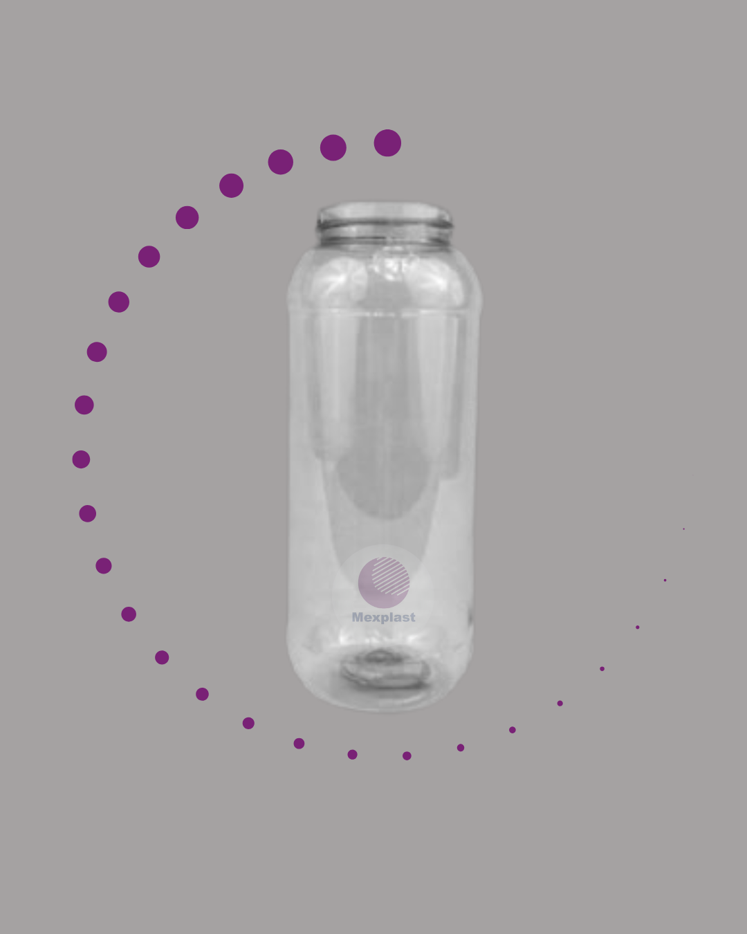 TARRO DE 1 KG PET CRISTAL LARGO R-63 SIN TAPA